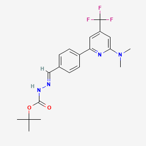 molecular formula C20H23F3N4O2 B1406666 N'-[1-[4-(6-Dimethylamino-4-trifluoromethyl-pyridin-2-yl)-phenyl]-meth-(E)-ylidene]-hydrazinecarboxylic acid tert-butyl ester CAS No. 1311283-89-2