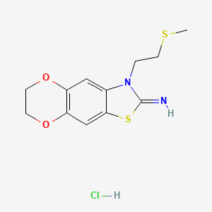 molecular formula C12H15ClN2O2S2 B1406668 3-(2-(methylthio)ethyl)-6,7-dihydro-[1,4]dioxino[2',3':4,5]benzo[1,2-d]thiazol-2(3H)-imine hydrochloride CAS No. 2034155-48-9