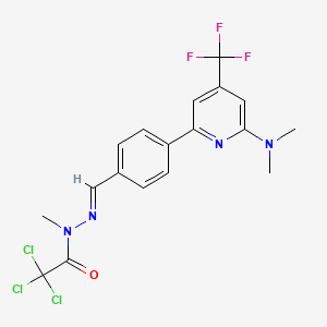 molecular formula C18H16Cl3F3N4O B1406672 Trichloro-acetic acid N'-[1-[4-(6-dimethylamino-4-trifluoromethyl-pyridin-2-yl) phenyl]-meth-(E)-ylidene]-N-methyl-hydrazide CAS No. 1311284-05-5
