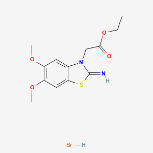 molecular formula C13H17BrN2O4S B1406675 ethyl 2-(2-imino-5,6-dimethoxybenzo[d]thiazol-3(2H)-yl)acetate hydrobromide CAS No. 2034154-22-6