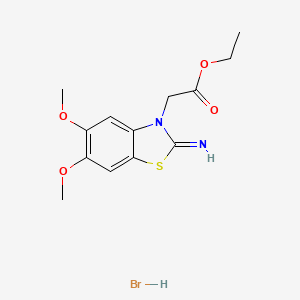 molecular formula C13H17BrN2O4S B1406675 氢溴酸2-(2-亚氨基-5,6-二甲氧基苯并[d]噻唑-3(2H)-基)乙酸乙酯 CAS No. 2034154-22-6