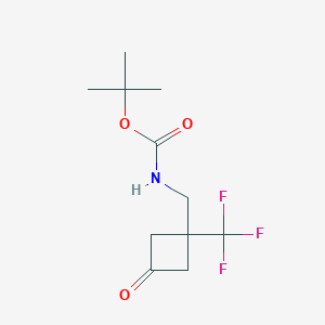 molecular formula C11H16F3NO3 B1406676 tert-butyl N-{[3-oxo-1-(trifluoromethyl)cyclobutyl]methyl}carbamate CAS No. 1803609-28-0