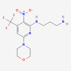 molecular formula C13H18F3N5O3 B1406682 N*1*-(6-Morpholin-4-yl-3-nitro-4-trifluoromethyl-pyridin-2-yl)-propane-1,3-diamine CAS No. 1089330-47-1