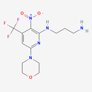 molecular formula C13H18F3N5O3 B1406682 N*1*-(6-吗啉-4-基-3-硝基-4-三氟甲基-吡啶-2-基)-丙烷-1,3-二胺 CAS No. 1089330-47-1