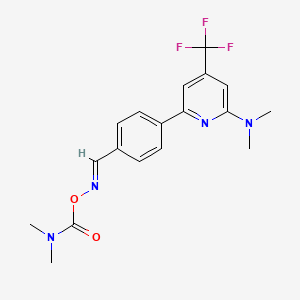 molecular formula C18H19F3N4O2 B1406683 O-Dimethylaminocarbonyl-4-(6-dimethylamino-4-trifluoromethylpyridin-2-yl)benzaldehyde oxime CAS No. 1311283-83-6