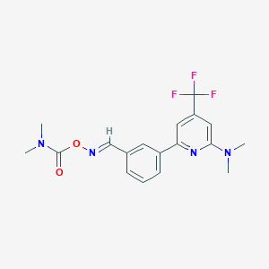 molecular formula C18H19F3N4O2 B1406684 O-Dimethylaminocarbonyl-3-(6-dimethylamino-4-trifluoromethylpyridin-2-yl)benzaldehyde oxime CAS No. 1311283-72-3