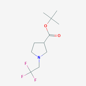 molecular formula C11H18F3NO2 B1406691 3-(tert-ブチルオキシカルボニル)ピロリジン-1-イル-(2,2,2-トリフルオロエチル) CAS No. 1803608-99-2