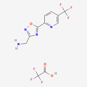 molecular formula C11H8F6N4O3 B1406692 C-[5-(5'-(Trifluoromethyl)pyridin-2'-yl)-[1,2,4]oxadiazol-3-yl]methylammonium trifluorocetate CAS No. 1208081-87-1