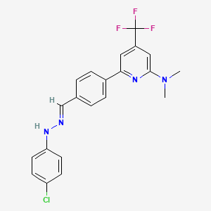 molecular formula C21H18ClF3N4 B1406694 (6-{4-[(4-Chloro-phenyl)-hydrazonomethyl]-phenyl}-4-trifluoromethyl-pyridin-2-yl)-dimethyl-amine CAS No. 1311283-99-4
