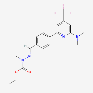 molecular formula C19H21F3N4O2 B1406695 N'-[1-[4-(6-二甲氨基-4-三氟甲基-吡啶-2-基)-苯基]-甲-(E)-亚基]-N-甲基-肼甲酸乙酯 CAS No. 1311284-02-2