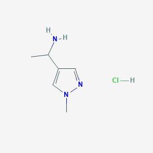 molecular formula C6H12ClN3 B1406714 1-(1-甲基-1H-吡唑-4-基)乙胺盐酸盐 CAS No. 1396762-20-1