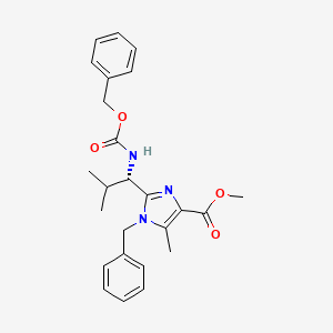 molecular formula C25H29N3O4 B1406720 methyl 1-benzyl-2-((1S)-1-(((benzyloxy)carbonyl)amino)-2-methylpropyl)-5-methyl-1H-imidazole-4-carboxylate CAS No. 1881275-60-0