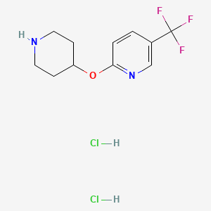 molecular formula C11H15Cl2F3N2O B1406735 2-(Piperidin-4-yloxy)-5-(trifluoromethyl)pyridine dihydrochloride CAS No. 1236458-57-3