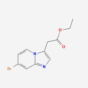 molecular formula C11H11BrN2O2 B1406736 Ethyl-2-(7-Bromimidazo[1,2-a]pyridin-3-yl)acetat CAS No. 1363383-34-9