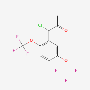 molecular formula C11H7ClF6O3 B14067403 1-(2,5-Bis(trifluoromethoxy)phenyl)-1-chloropropan-2-one 