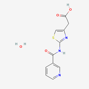 molecular formula C11H11N3O4S B1406741 {2-[(3-Pyridinylcarbonyl)amino]-1,3-thiazol-4-yl}acetic acid hydrate CAS No. 1421457-35-3