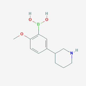 molecular formula C12H18BNO3 B14067442 (2-Methoxy-5-(piperidin-3-yl)phenyl)boronic acid 