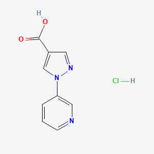 molecular formula C9H8ClN3O2 B1406745 1-(pyridin-3-yl)-1H-pyrazole-4-carboxylic acid hydrochloride CAS No. 1394040-13-1