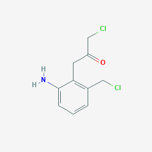 molecular formula C10H11Cl2NO B14067469 1-(2-Amino-6-(chloromethyl)phenyl)-3-chloropropan-2-one 