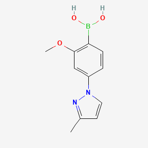 molecular formula C11H13BN2O3 B14067484 (2-Methoxy-4-(3-methyl-1H-pyrazol-1-yl)phenyl)boronic acid 