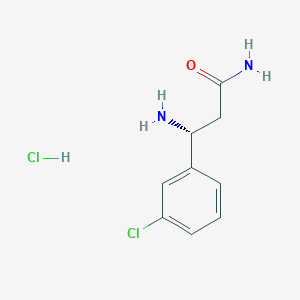 molecular formula C9H12Cl2N2O B1406749 (3R)-3-amino-3-(3-chlorophenyl)propanamide hydrochloride CAS No. 1376000-87-1