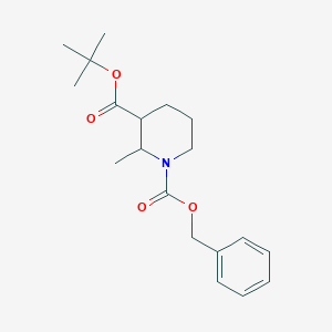 molecular formula C19H27NO4 B14067519 (2S,3R)-benzyl 3-(tert-butoxycarbonyl)-2-methylpiperidine-1-carboxylate 