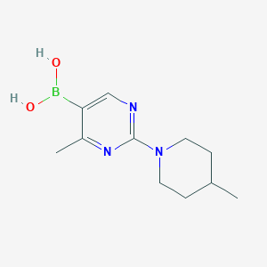 molecular formula C11H18BN3O2 B14067537 (4-Methyl-2-(4-methylpiperidin-1-yl)pyrimidin-5-yl)boronic acid 