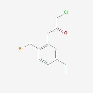 molecular formula C12H14BrClO B14067568 1-(2-(Bromomethyl)-5-ethylphenyl)-3-chloropropan-2-one 