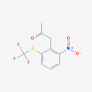 molecular formula C10H8F3NO3S B14067664 1-(2-Nitro-6-(trifluoromethylthio)phenyl)propan-2-one 