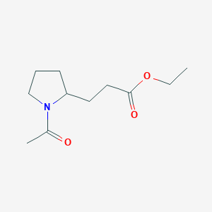 molecular formula C11H19NO3 B14067667 Ethyl 3-(1-acetylpyrrolidin-2-yl)propanoate CAS No. 100401-14-7