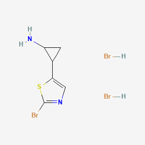 molecular formula C6H9Br3N2S B14067686 2-(2-Bromo-1,3-thiazol-5-yl)cyclopropan-1-amine;dihydrobromide 