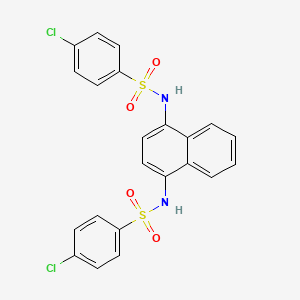 molecular formula C22H16Cl2N2O4S2 B14067688 4-chloro-N-[4-[(4-chlorophenyl)sulfonylamino]naphthalen-1-yl]benzenesulfonamide CAS No. 167321-71-3