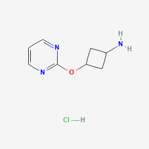 molecular formula C8H12ClN3O B1406772 3-(Pyrimidin-2-yloxy)cyclobutan-1-amine hydrochloride CAS No. 1807919-96-5