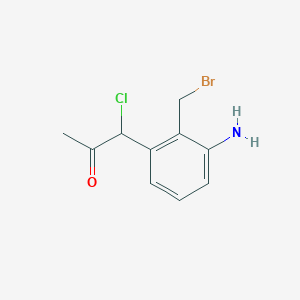 molecular formula C10H11BrClNO B14067820 1-(3-Amino-2-(bromomethyl)phenyl)-1-chloropropan-2-one 