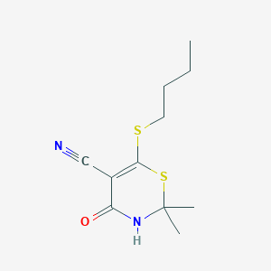 molecular formula C11H16N2OS2 B14067823 6-(butylsulfanyl)-2,2-dimethyl-4-oxo-3,4-dihydro-2H-1,3-thiazine-5-carbonitrile 