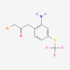 molecular formula C10H9BrF3NOS B14067836 1-(2-Amino-4-(trifluoromethylthio)phenyl)-3-bromopropan-2-one 