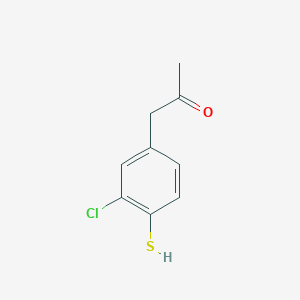 molecular formula C9H9ClOS B14067837 1-(3-Chloro-4-mercaptophenyl)propan-2-one 