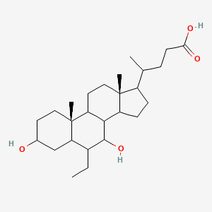 molecular formula C26H44O4 B14067846 4-[(10S,13R)-6-ethyl-3,7-dihydroxy-10,13-dimethyl-2,3,4,5,6,7,8,9,11,12,14,15,16,17-tetradecahydro-1H-cyclopenta[a]phenanthren-17-yl]pentanoic acid 