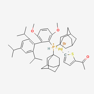 molecular formula C49H67BrO3PPdS+ B14067875 bis(1-adamantyl)-[3,6-dimethoxy-2-[2,4,6-tri(propan-2-yl)phenyl]phenyl]phosphanium;bromopalladium(1+);1-(2H-thiophen-2-id-5-yl)ethanone 