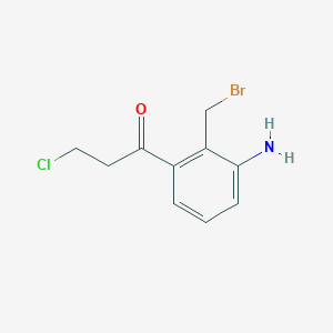 molecular formula C10H11BrClNO B14067880 1-(3-Amino-2-(bromomethyl)phenyl)-3-chloropropan-1-one 