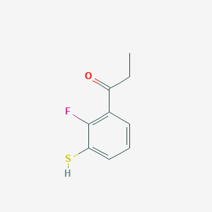 molecular formula C9H9FOS B14067971 1-(2-Fluoro-3-mercaptophenyl)propan-1-one 