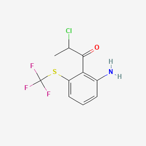 molecular formula C10H9ClF3NOS B14068031 1-(2-Amino-6-(trifluoromethylthio)phenyl)-2-chloropropan-1-one 