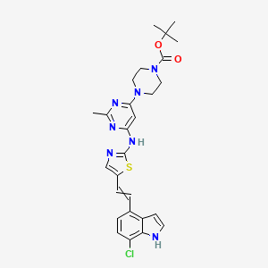 molecular formula C27H30ClN7O2S B14068052 tert-butyl (E)-4-(6-((5-(2-(7-chloro-1H-indol-4-yl)vinyl)thiazol-2-yl)amino)-2-methylpyrimidin-4-yl)piperazine-1-carboxylate 