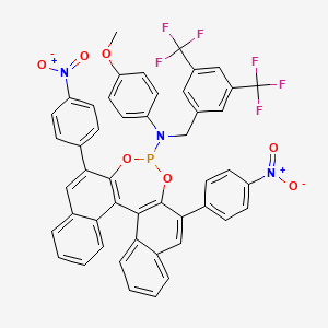 molecular formula C48H30F6N3O7P B14068215 N-[[3,5-bis(trifluoromethyl)phenyl]methyl]-N-(4-methoxyphenyl)-10,16-bis(4-nitrophenyl)-12,14-dioxa-13-phosphapentacyclo[13.8.0.02,11.03,8.018,23]tricosa-1(15),2(11),3,5,7,9,16,18,20,22-decaen-13-amine 