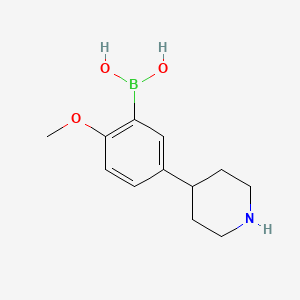 molecular formula C12H18BNO3 B14068263 (2-Methoxy-5-(piperidin-4-yl)phenyl)boronic acid 