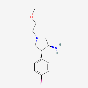 molecular formula C13H19FN2O B14068312 (3S,4R)-4-(4-fluorophenyl)-1-(2-methoxyethyl)pyrrolidin-3-amine 