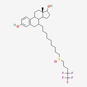 molecular formula C32H47F5O3S B14068417 (7R,8R,9S,13S,14S,17S)-13-methyl-7-(9-(4,4,5,5,5-pentafluoropentylsulfinyl)nonyl)-7,8,9,11,12,13,14,15,16,17-decahydro-6H-cyclopenta[a]phenanthrene-3,17-diol 