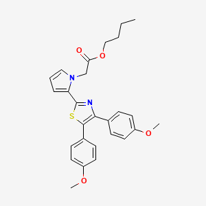 molecular formula C27H28N2O4S B14068433 1H-Pyrrole-1-acetic acid, 2-(4,5-bis(4-methoxyphenyl)-2-thiazolyl)-, butyl ester CAS No. 101001-37-0