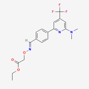 molecular formula C19H20F3N3O3 B1406849 [1-[4-(6-Dimethylamino-4-trifluoromethyl-pyridin-2-yl)-phenyl]-meth-(E)-ylideneaminooxy]-acetic acid ethyl ester CAS No. 1311284-03-3