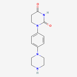 molecular formula C14H18N4O2 B14068494 1-(4-(Piperazin-1-yl)phenyl)dihydropyrimidine-2,4(1H,3H)-dione 